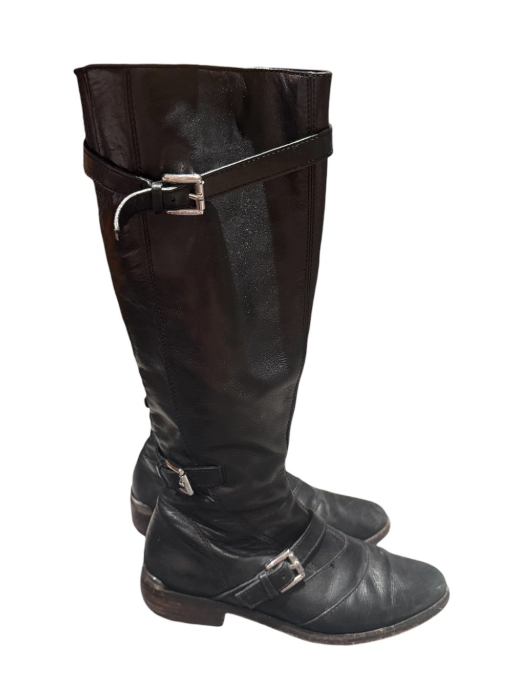 COACH black leather knee-high boots with buckle details - size 6 - Picture 5 of 11